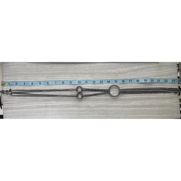 Joan Rivers Multichain And Circles 29 inch Necklace Rhinestone Dark Silver Tone - Picture 9 of 16
